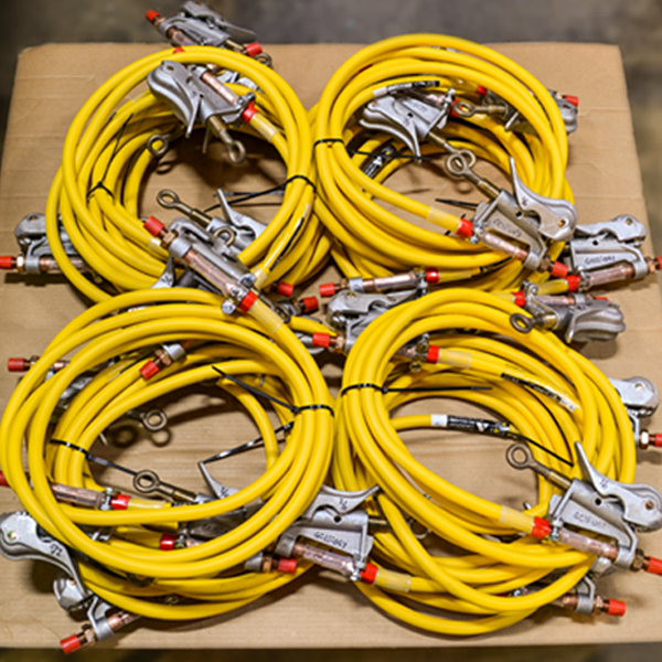 Grounding Cables: Assembly, test, recondition, repair - we build custom grounds & sell grounding equipment: sets, clusters, clamps, ferrules, & cable.