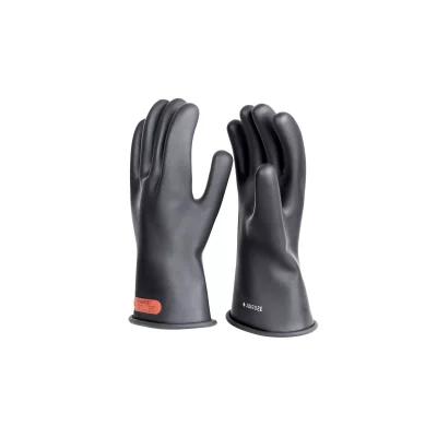 Chance PSC011B: 11" Class 0 Rubber Gloves - Black (Max Use: 1kV) - 12
