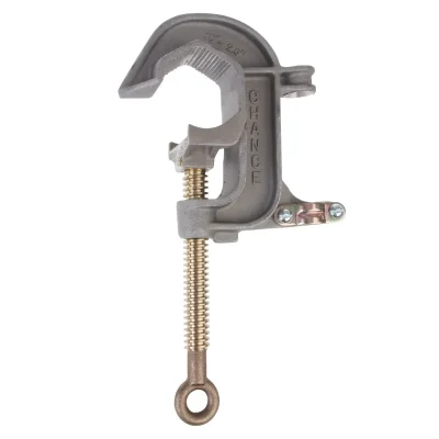 Chance C6002256: 2" Aluminum "C" Style Ground Clamp; Serrated Jaws; ASTM Grade 5H Rated; Threaded Terminal