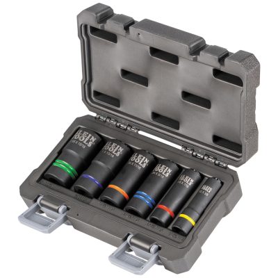 Klein 66090: 2-In-1 Slotted Impact Socket Set, 12-Point, 6-Piece