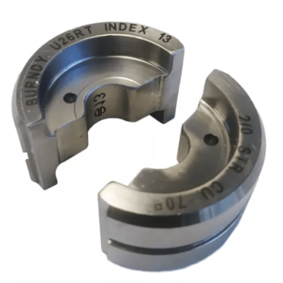 Burndy Stainless Steel Circular Butting Twin U Die, 2/0 Str CU, Black, Index 13; U26RT