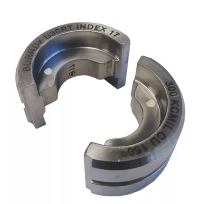 Burndy Stainless Steel Circular Butting Twin U Die, 300 kcmil CU, White, Index 17; U30RT