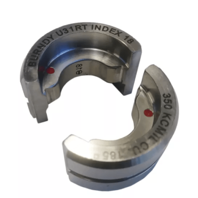 Burndy Stainless Steel Circular Butting Twin U Die, 350 kcmil CU, Red, Index 18; U31RT