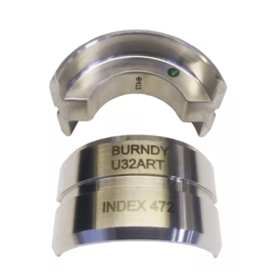 Burndy Stainless Steel Circular Butting Twin U Die, 400 kcmil AL, Green, Index 472; U32ART