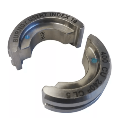 Burndy Stainless Steel Circular Butting Twin U Die, 400 kcmil CU, Blue, Index 19; U32RT