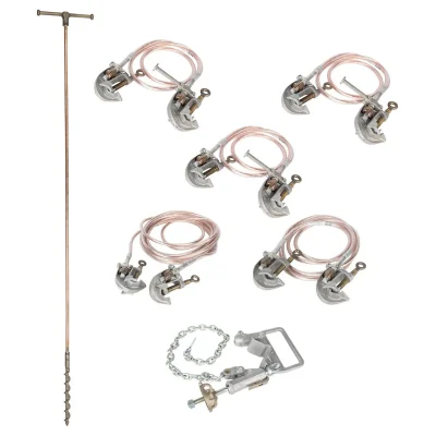 Chance T6000641: Temporary Grounding Set Kit - REA - #2 Cables - 3x6ft. - 1x12ft. - 1X30ft. - C6002276 C-Clamps - G3370 Ground Rod - T6001549 Cluster Bar