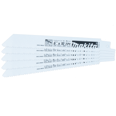 Makita 723064-A-5: 6" All‑Purpose Recipro Saw Blade, 10TPI, 5/pk