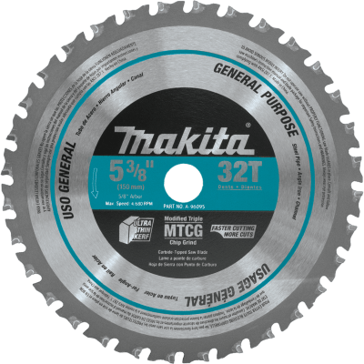 Makita A-96095: 5‑7/8" 32T Carbide‑Tipped Saw Blade, Metal/General Purpose