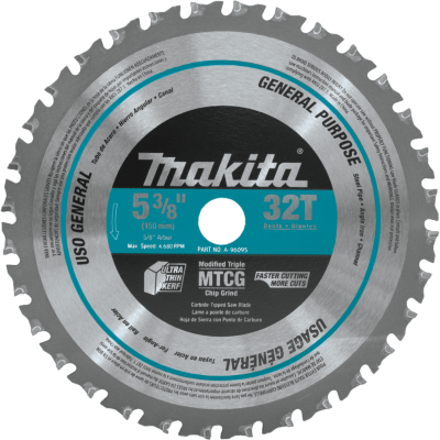 Makita A-96095: 5‑7/8" 32T Carbide‑Tipped Saw Blade, Metal/General Purpose