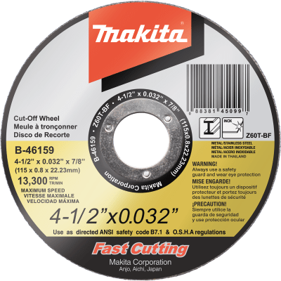 Makita B-46159-25: 4‑1/2" x .032" x 7/8" Ultra Thin Cut‑Off Wheel, Stainless, 25/pk